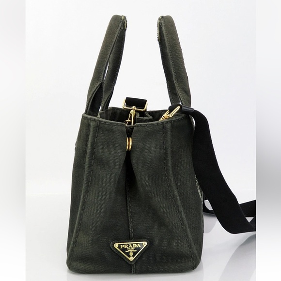 Prada Dark Green Canvas Crossbody Bag - Picture 3 of 14